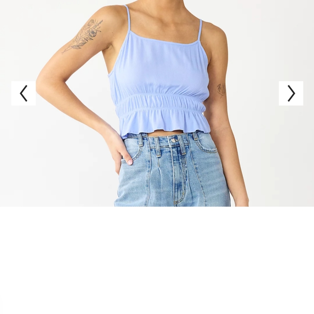 Light blue loose cami RUFFLE CROP TOP